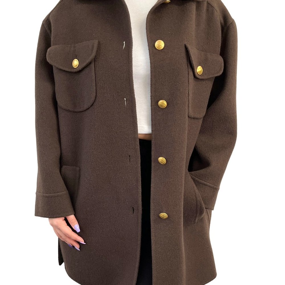 GUCCI Vintage  Interlocking Coat Brown Gold  Oversized